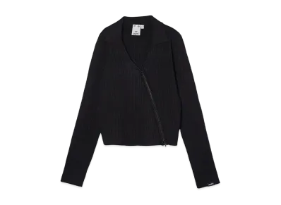X-Girl Zip Up Rib Knit Top "Black"
