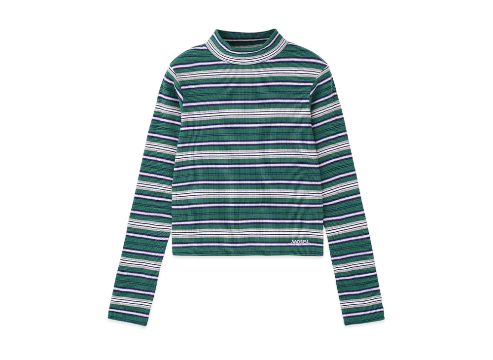 X-Girl Striped High Neck Top "Green"