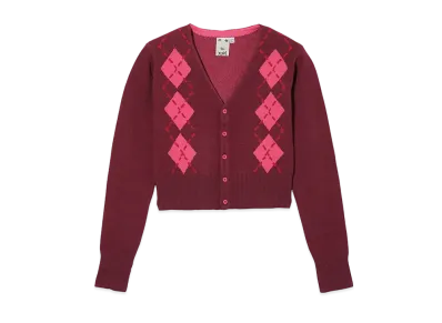 X-Girl Argyle Cardigan "Burgundy"