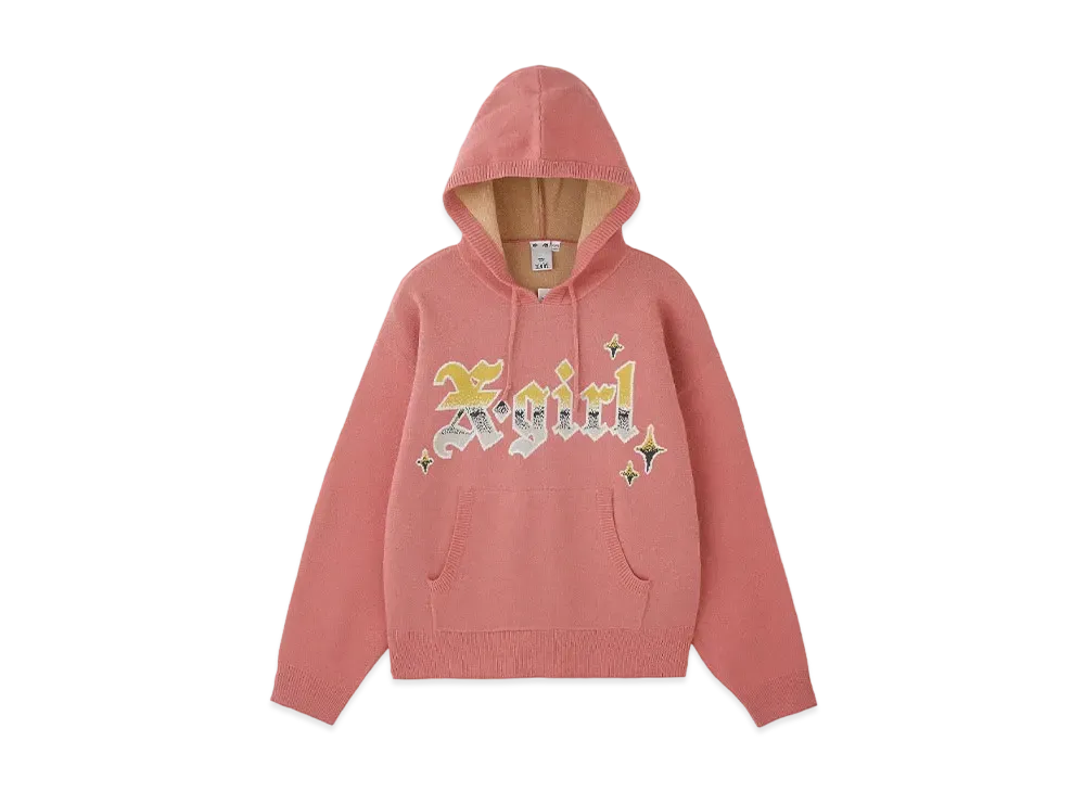 X-Girl Gradient Logo Jacquard Knit Hoodie "Pink"