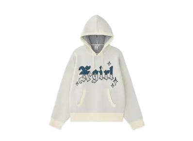 X-Girl Gradient Logo Jacquard Knit Hoodie "White"