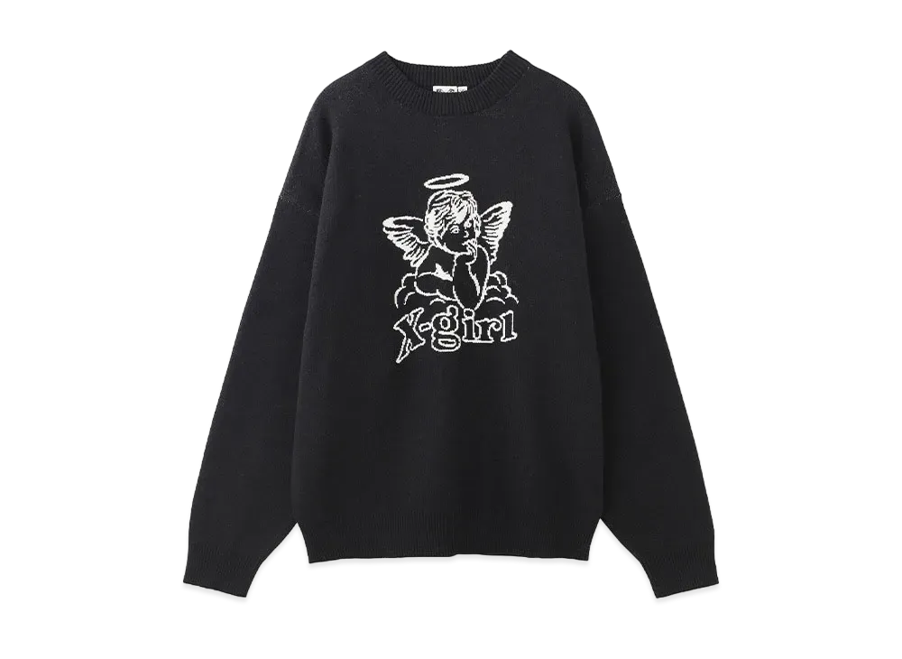 X-Girl Angel Jacquard Knit Top "Black"