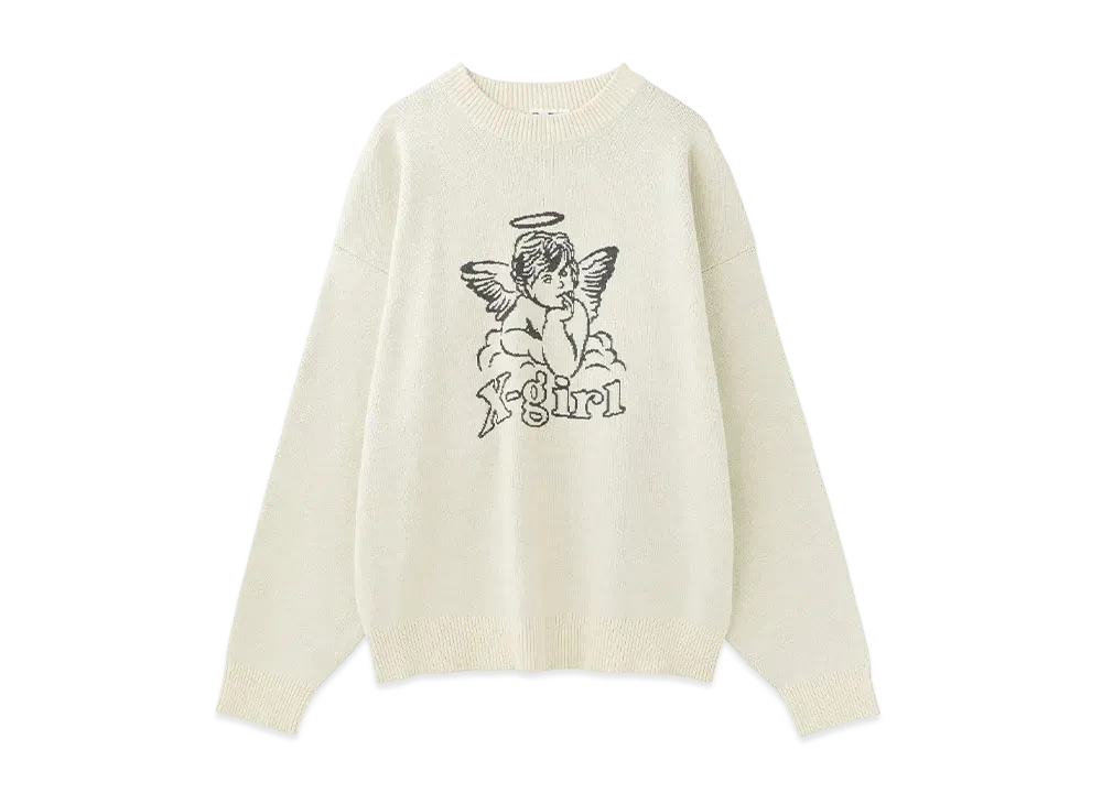 X-Girl Angel Jacquard Knit Top "Off White"