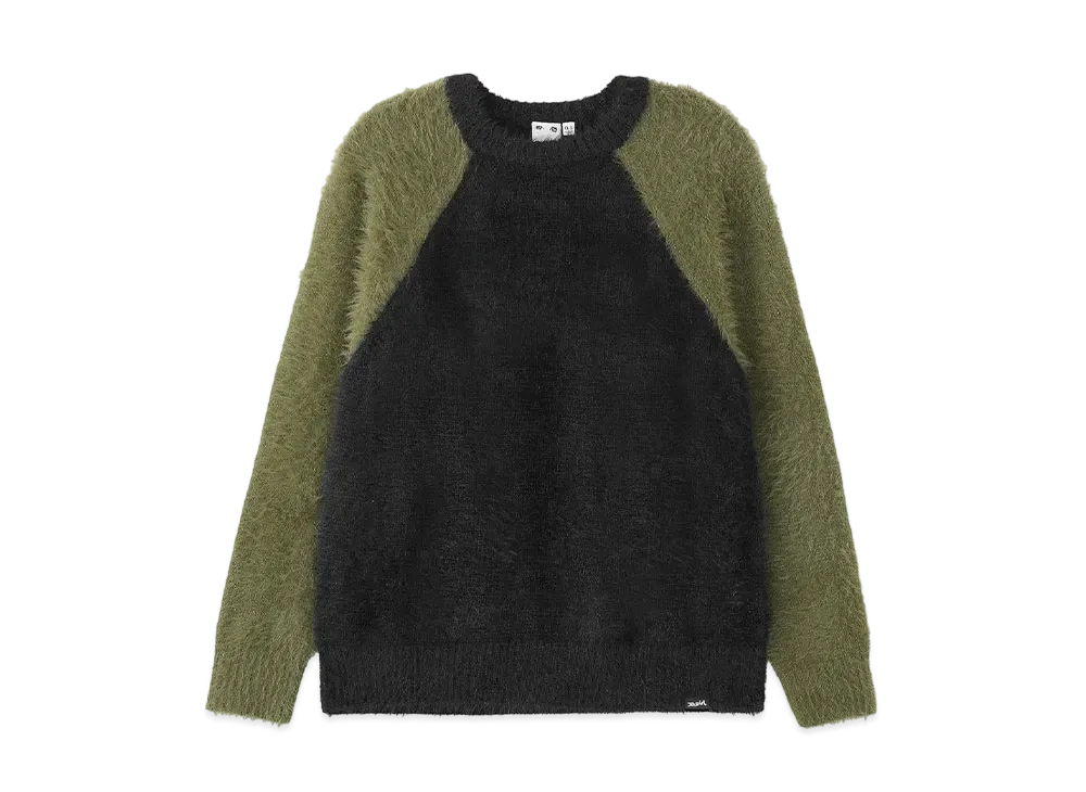 X-Girl Shaggy Knit Raglan Sleeve Top "Olive"