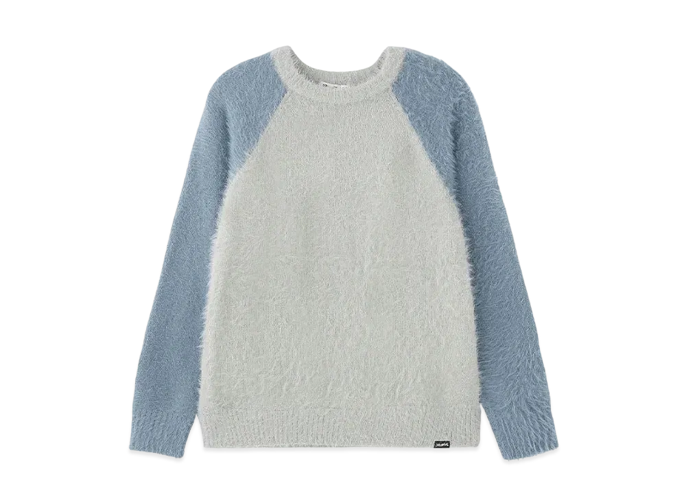 X-Girl Shaggy Knit Raglan Sleeve Top "Ltblue"
