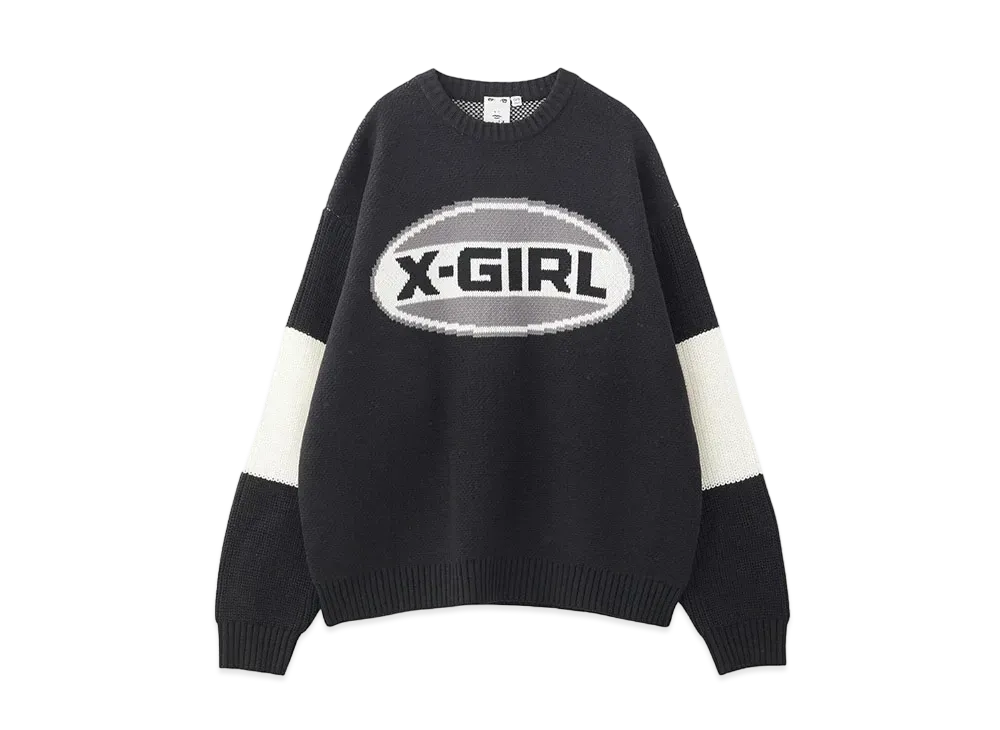 X-Girl Bicolor Oval Logo Jacquard Knit Top "Black"