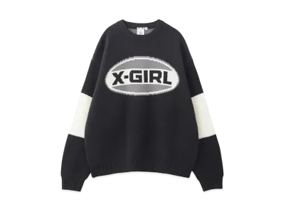 X-Girl Bicolor Oval Logo Jacquard Knit Top "Black"