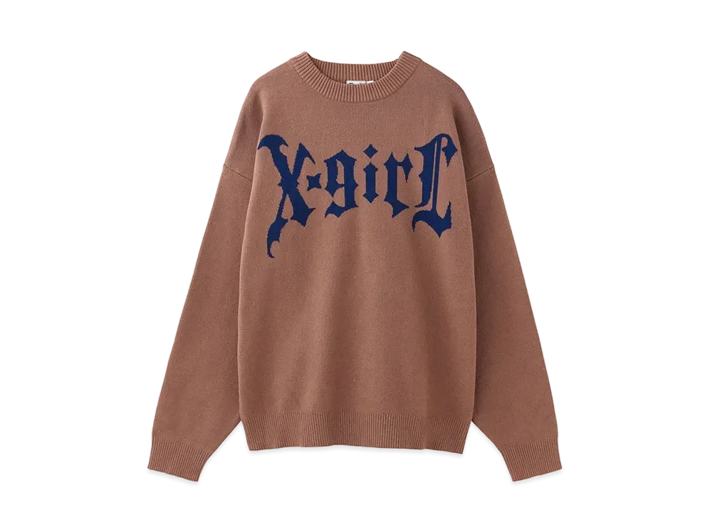 X-Girl Gothic Logo Jacquard Knit Top "Brown"