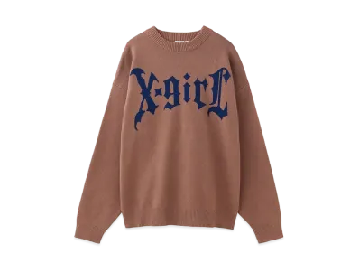 X-Girl Gothic Logo Jacquard Knit Top "Brown"