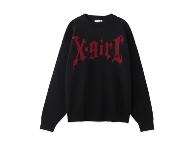 X-Girl Gothic Logo Jacquard Knit Top "Black"