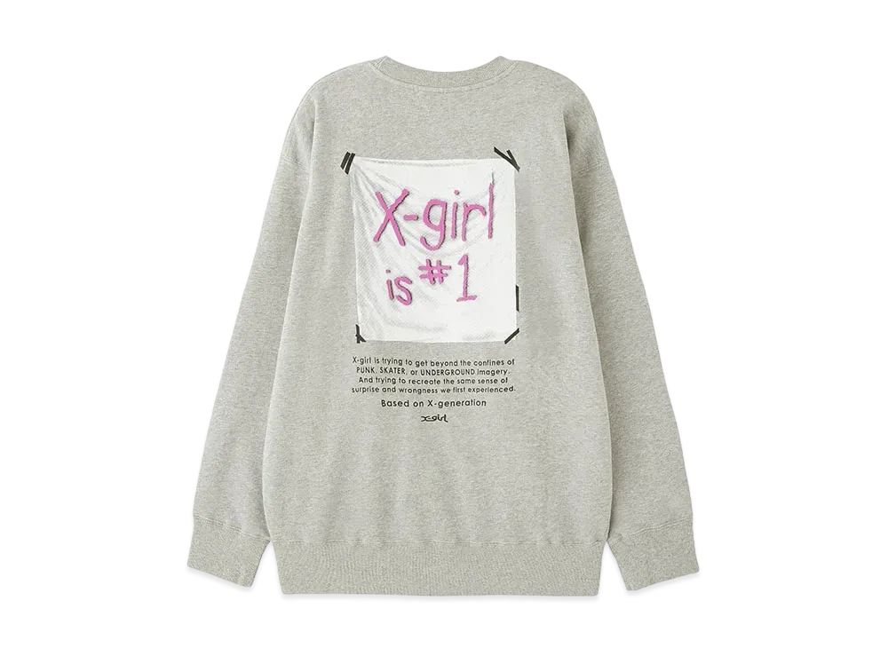 X-Girl Flag Big Sweat Top "Ash"