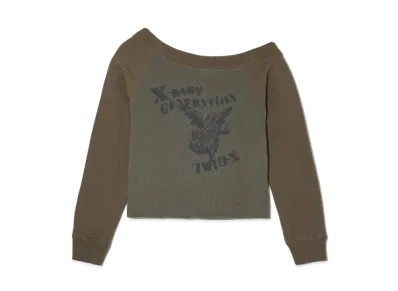 X-Girl Off The Shoulder Sweat Top "Olive"