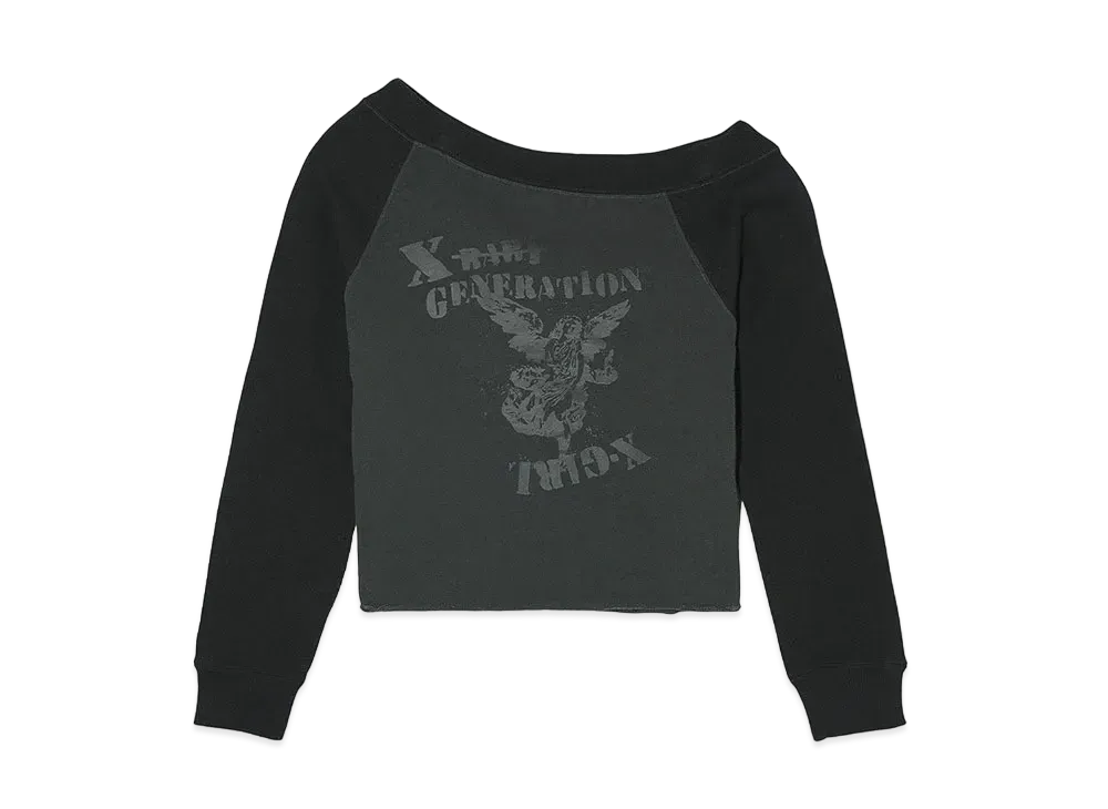 X-Girl Off The Shoulder Sweat Top "Charcoal"