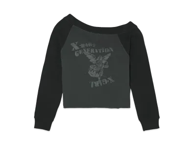 X-Girl Off The Shoulder Sweat Top "Charcoal"