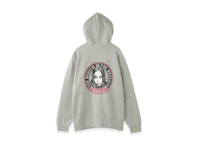 X-Girl Circle Logo And Face Zip Up Sweat Hoodie "Ash"