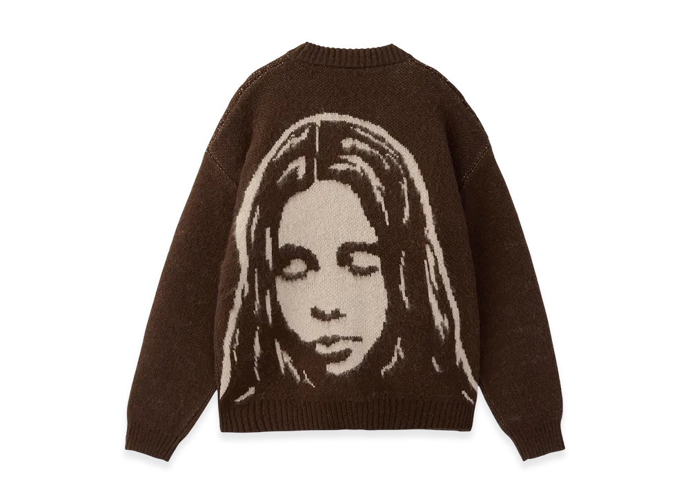 X-Girl Face Jacquard Knit Cardigan "Brown"