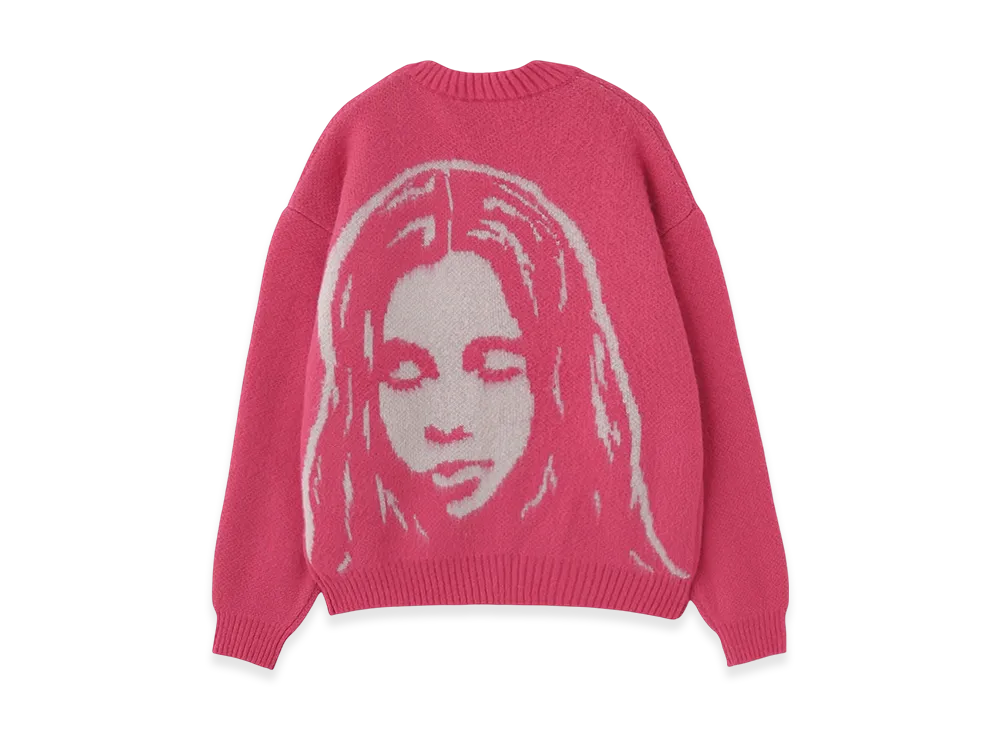 X-Girl Face Jacquard Knit Cardigan "Pink"
