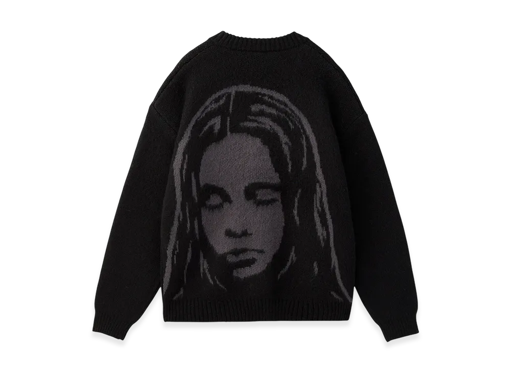 X-Girl Face Jacquard Knit Cardigan "Black"
