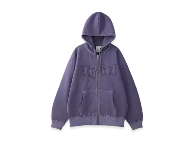 X-Girl Logo Patch Pigment Dyed Zip Up Sweat Hoodie "Purple"