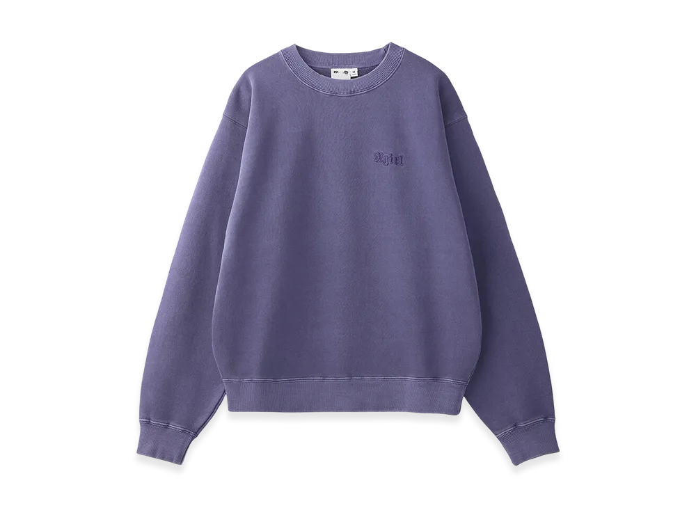 X-Girl Logo Patch Pigment Dyed Crewneck Sweat Top "Purple"