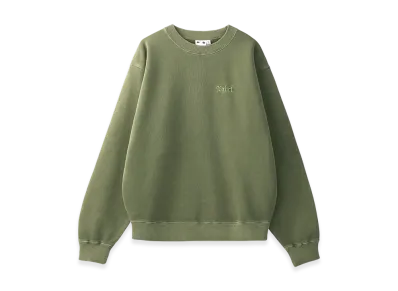 X-Girl Logo Patch Pigment Dyed Crewneck Sweat Top "Olive"