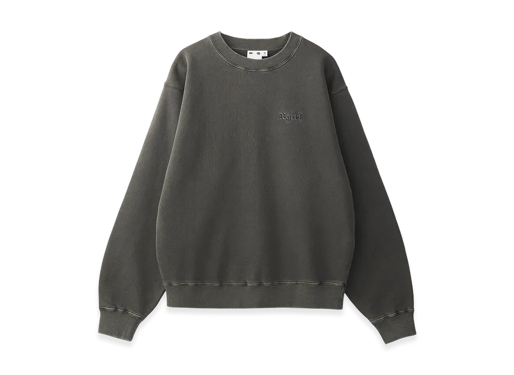 X-Girl Logo Patch Pigment Dyed Crewneck Sweat Top "Black"