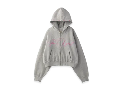 X-Girl Pencil Script Logo Embroidered Zip Up Sweat Hoodie "Ash"