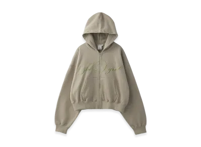 X-Girl Pencil Script Logo Embroidered Zip Up Sweat Hoodie "Grey"