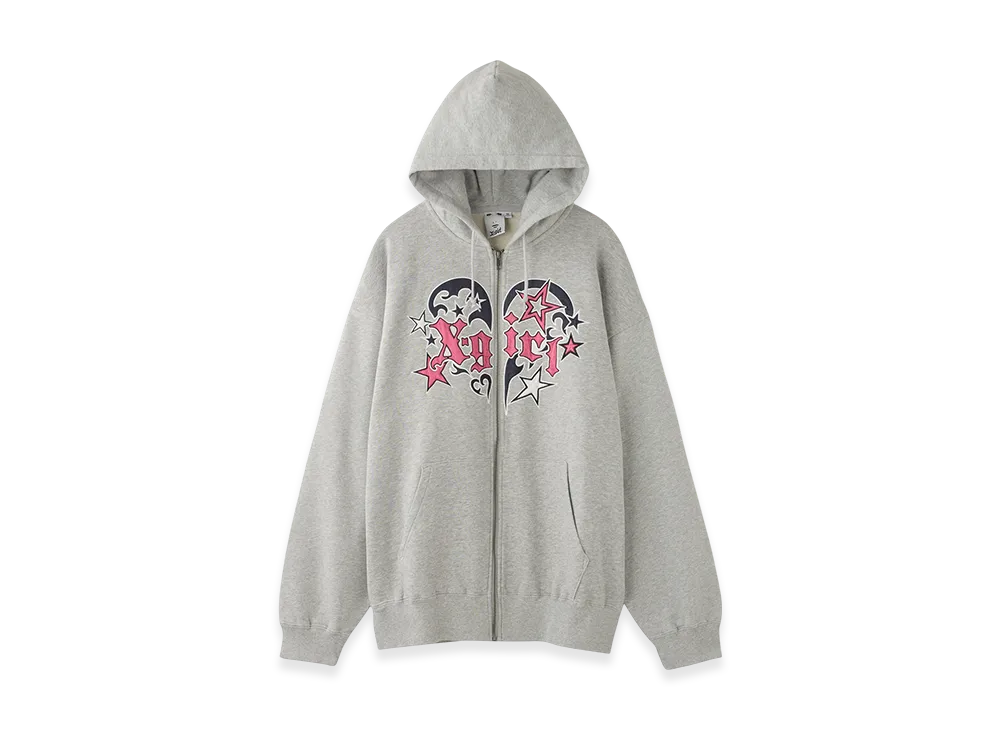X-Girl Tribal Heart Zip Up Sweat Hoodie "Ash"