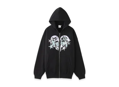 X-Girl Tribal Heart Zip Up Sweat Hoodie "Black"