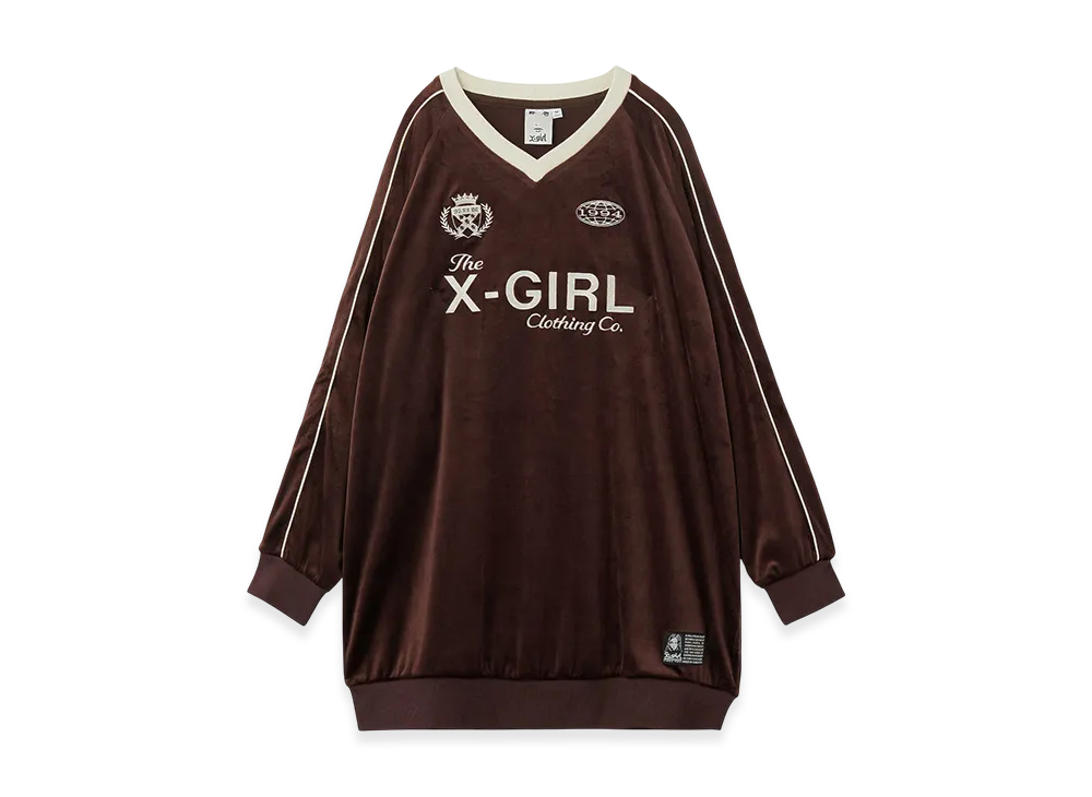 X-Girl Velour Game Shirt Dress "Brown"
