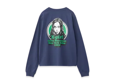 X-Girl Message And Face Circle Logo L/S Tee "Navy"