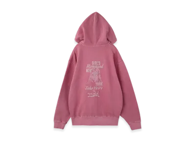 X-Girl Mix Logo & Face Faded Zip Up Sweat Hoodie "Pink"