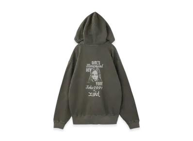 X-Girl Mix Logo & Face Faded Zip Up Sweat Hoodie "Black"