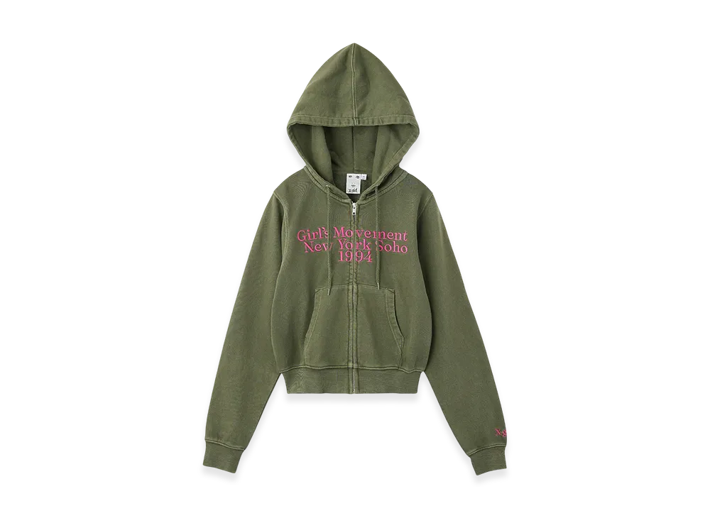 X-Girl Color Scheme Compact Zip Up Hoodie "Olive"