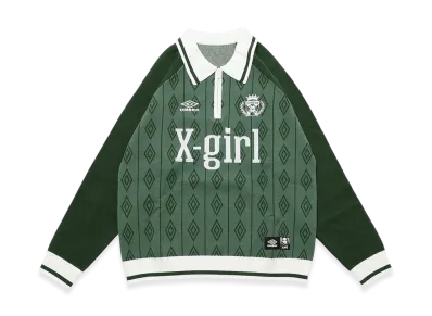X-Girl x Umbro Half Zip Jacquard Knit Top "Green"