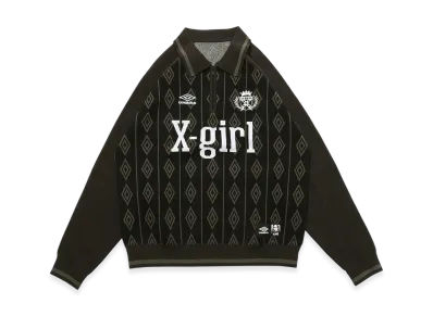 X-Girl x Umbro Half Zip Jacquard Knit Top "Black"