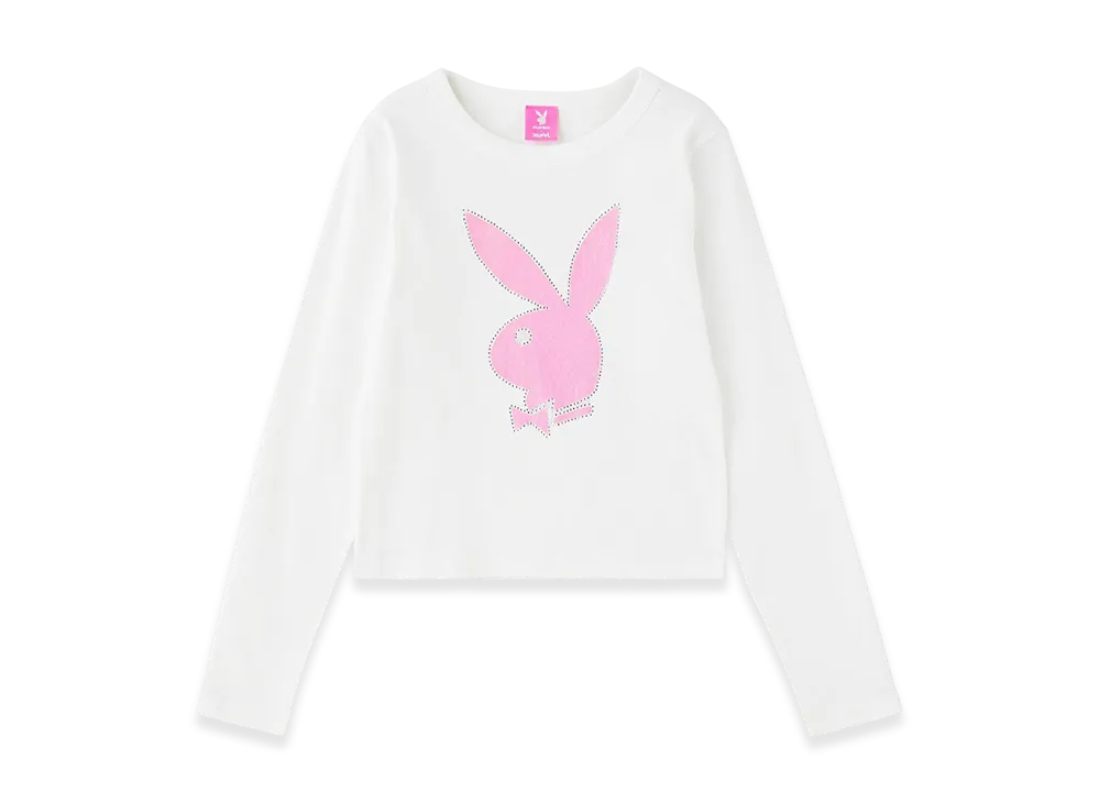 X-Girl x Playboy L/S Baby Tee "White"