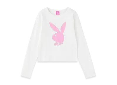 X-Girl x Playboy L/S Baby Tee "White"