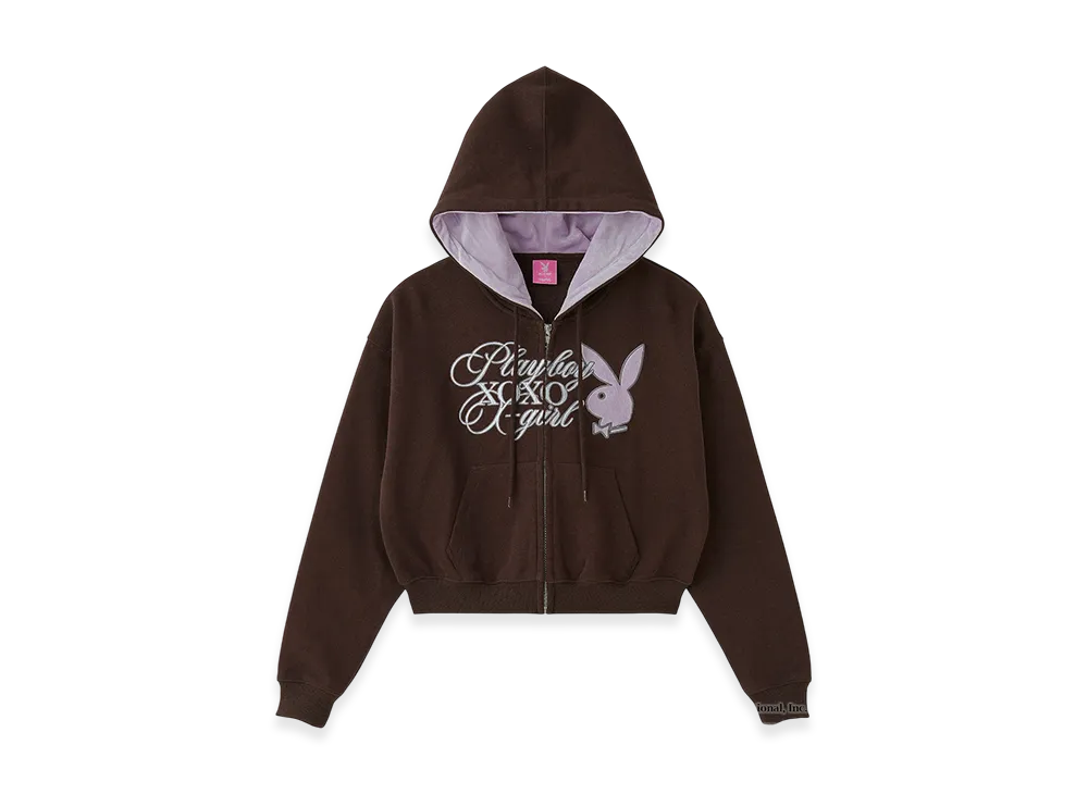 X-Girl x Playboy Compact Zip Up Sweat Hoodie "Brown"