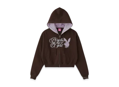 X-Girl x Playboy Compact Zip Up Sweat Hoodie "Brown"