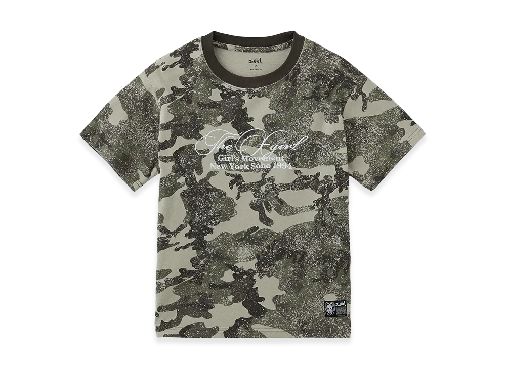 X-Girl Faded Cursive Script Logo Camo S/S Tee "Camo"