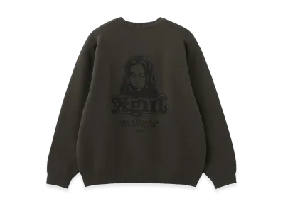 X-Girl Women's Face Embroidery Knit Top "Charcoal"