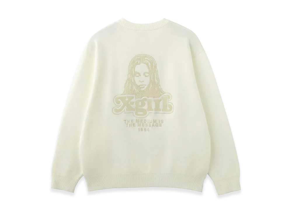X-Girl Women's Face Embroidery Knit Top "White"