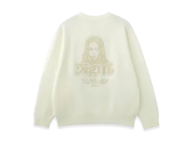 X-Girl Women's Face Embroidery Knit Top "White"