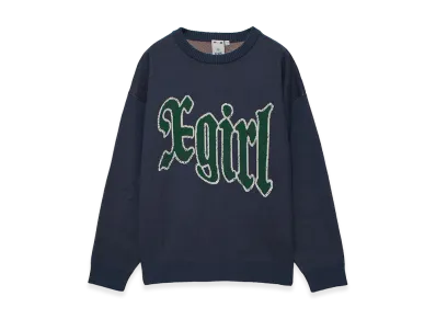 X-Girl Women's Scratched Logo Jacquard Knit Top "Navy"