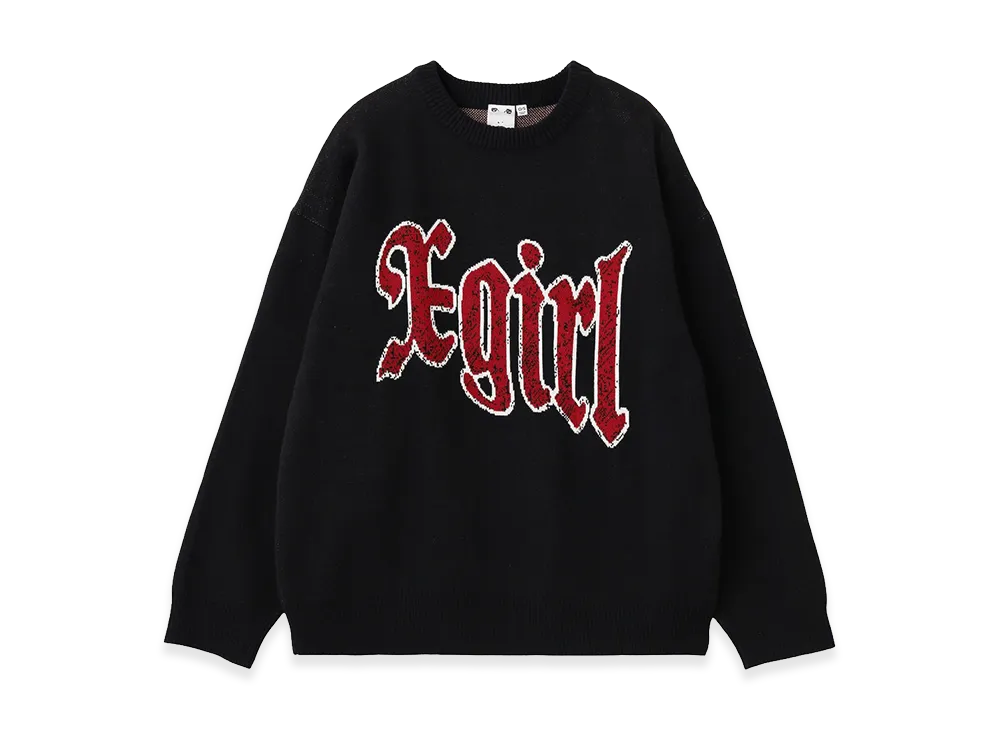 X-Girl Women's Scratched Logo Jacquard Knit Top "Black"