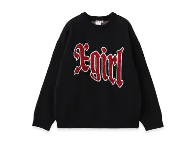 X-Girl Women's Scratched Logo Jacquard Knit Top "Black"