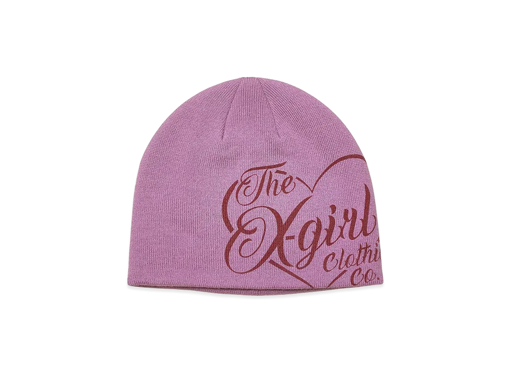 X-Girl Women's Heart Script Logo Beanie "Pink"