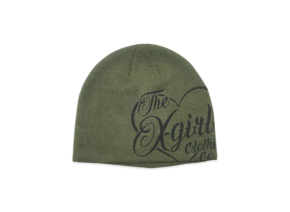 X-Girl Women's Heart Script Logo Beanie "Olive"